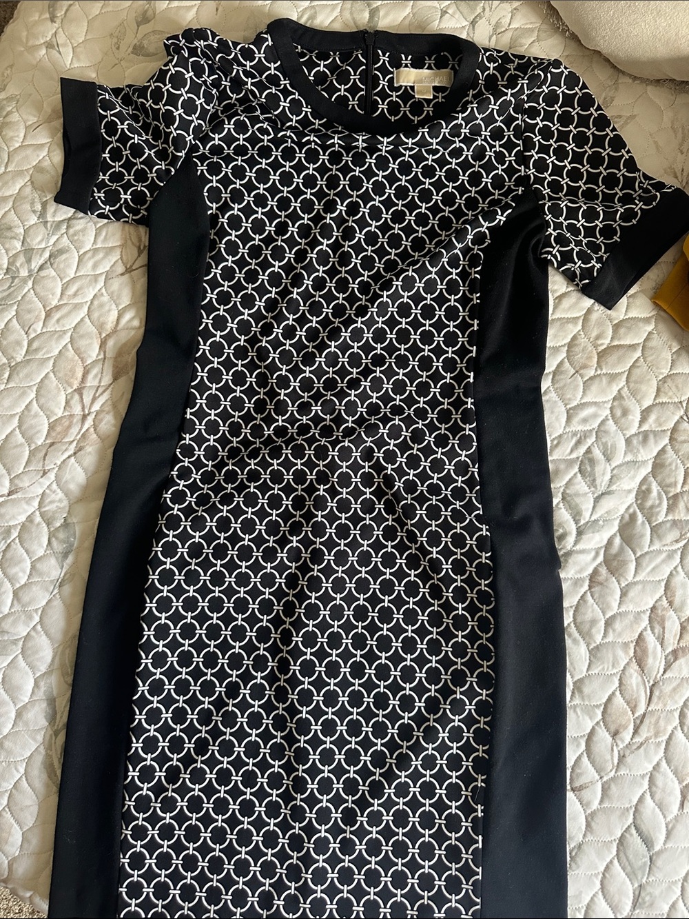 Michael Kors Black and White Geometric Midi Dress